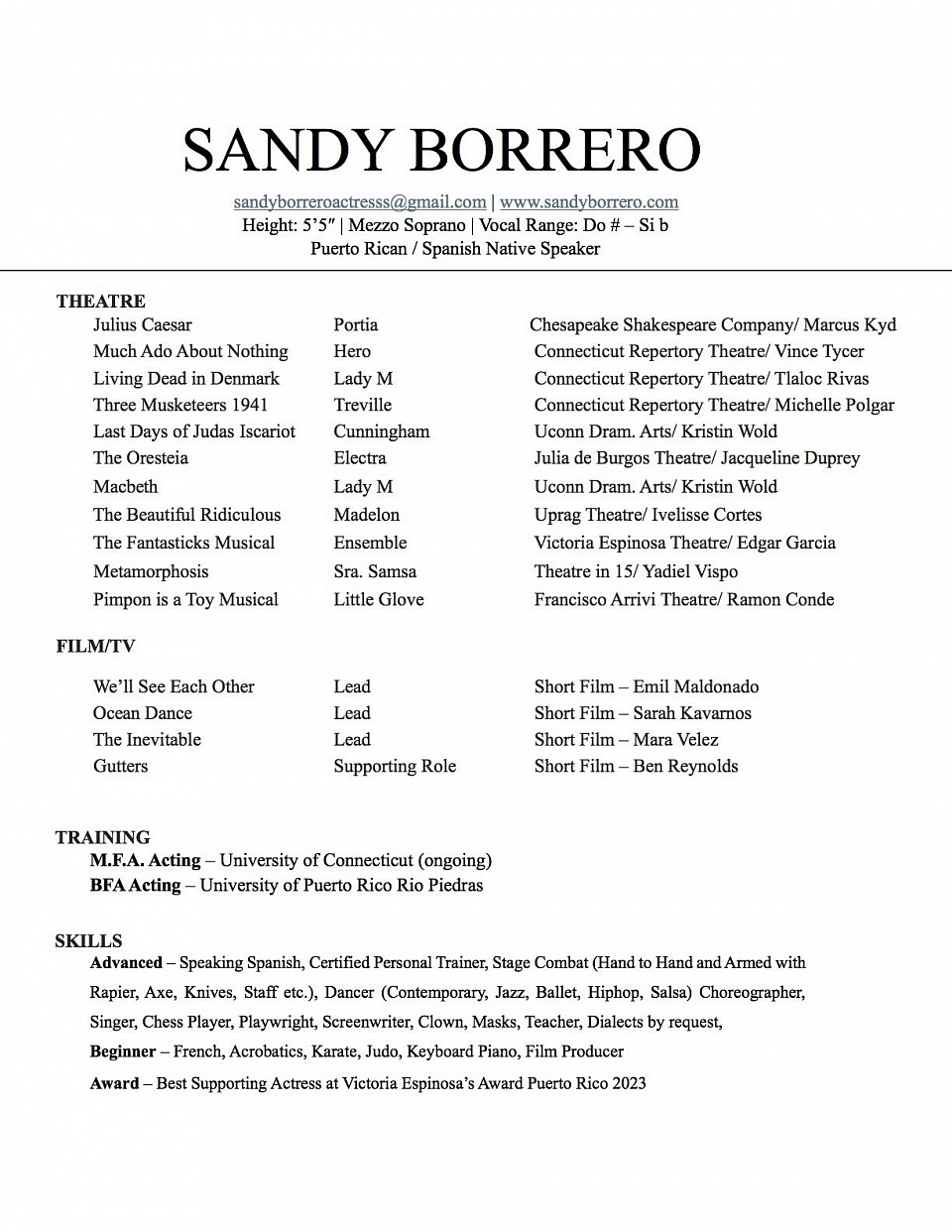 RESUME Sandy Borrero